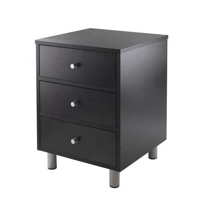 China 2/3 /6 Drawers Bedroom Nightstand Easy To Clean Modern Black Wooden Bedside Side Table For Bed Rooms for sale