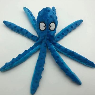 China Hot Selling Interactive Durable Ring Paper Octopus Shape Viable Chewing Plush Pet Toys for sale