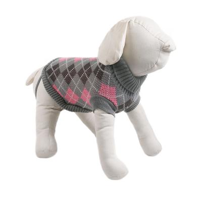 China Sustainable Luxury Designer Multicolored Plaid Warm Hand Knit Pet Clothes Dog Sweater for sale