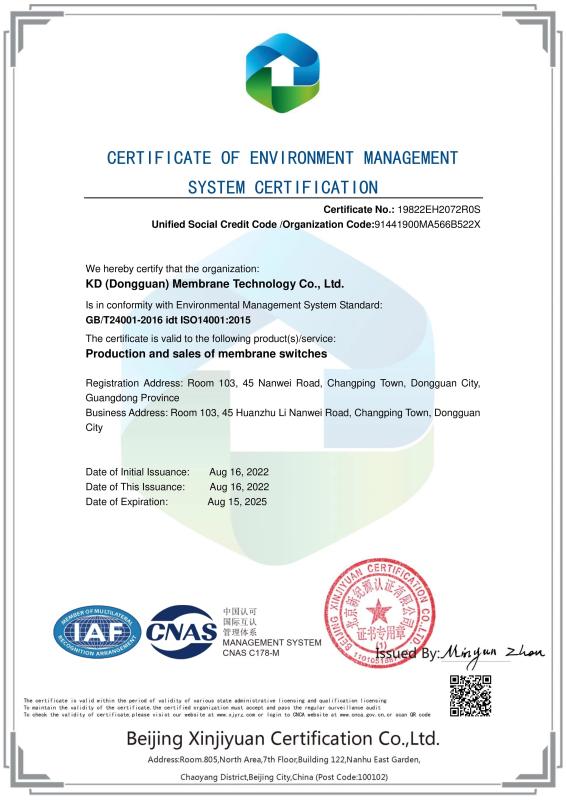 ISO14001:2015 - Accelerated Design & Manufacturing Group Co. Limited