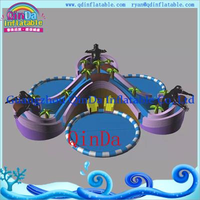 China Inflatable Slide with Water Pool Water Park Giant Inflatable Pool Water Slide for Sale for sale