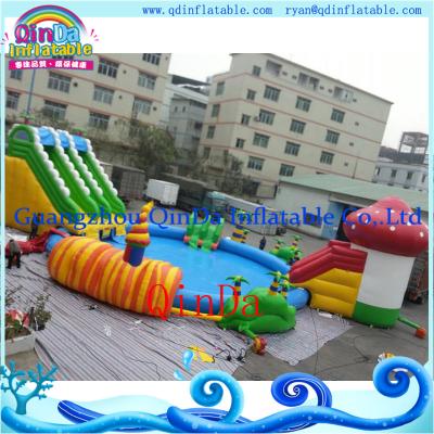 China Portable Inflatable Aqua Park Inflatable Swimming Pool with slide for sale