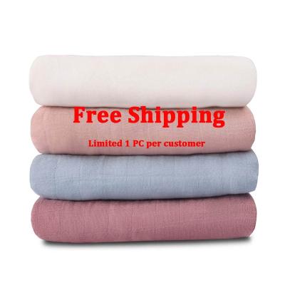 China FREE SHIPPING Wholesale Custom Newborn Cotton Baby Wrap Soft Bamboo Muslin i@home Stock 1 USD TESTING Soft Bamboo Muslin Wrap Blanket for sale