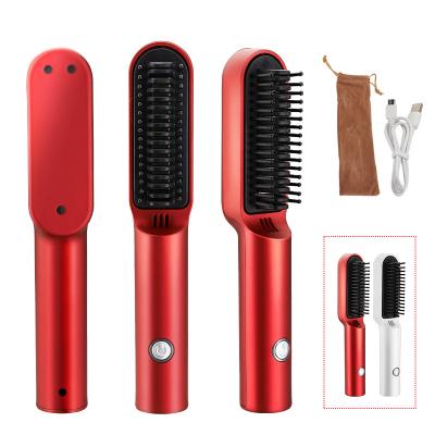 China Handheld New mini hair straightener Tourmaline ceramic styling comb curl and straight double use hair straightener for sale