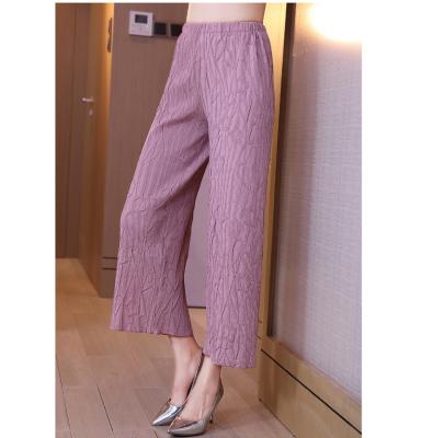 China 2021 summer new breathable autumn heavy industry wrinkled embroidery use loose large size women's pants for sale