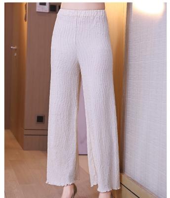 China Breathable Ice Silk Wide Leg Pants Women's Summer Slim Section High Waist Drape Cool Casual Pants Straight Loose Wiping Pants for sale