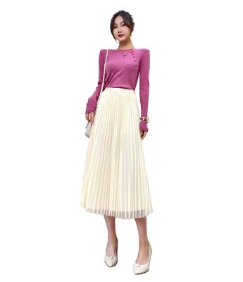 China China Wholesale High Quality Breathable Pleated 100% Polyester Lattice Skirt White Pleats Mini Skirts 2022 Pleated Short for sale