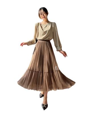 China China Hot Sale Women's High Quality And Fashion Elegance Breathable Pleated Skirt Pleated Skirts Customize Pleated Pleated Midi Skirts Women for sale