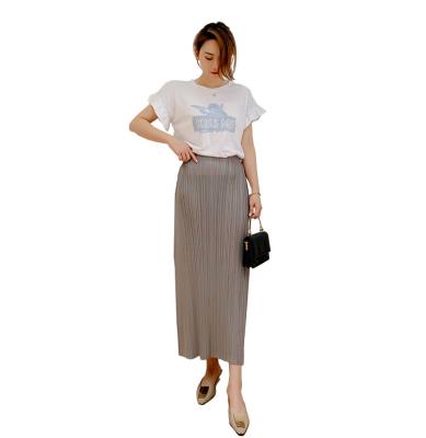 China Free Shipping High Quality And Elegance Breathable Woven Skirt Dress Pleated Pleated Long Pleated Skirt for sale