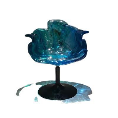 China 2022 New Design Hot Sale Italy Design High Quality Imported Acrylic Transparent Spun Resin Dining Chair Colorful Armchair for sale