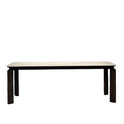 China From Italy Design JJ Furniture White Natural Marble Top Solid Wood Dining Table Leg Villa Modern Minimalism Newly Modern Home Furniture for sale