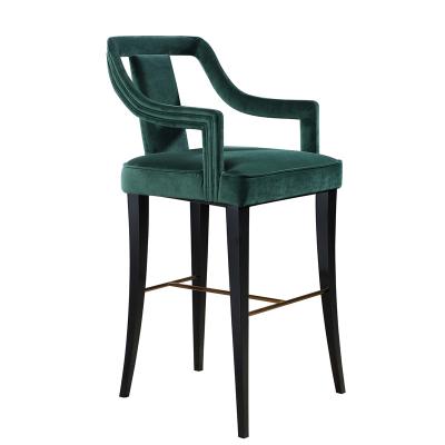 China Contemporary italian design modern barstool green velvet bar chair for sale