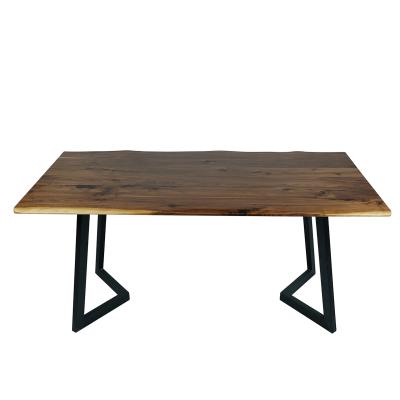 China Traditional Black Walnut Dining Table Top Solid Edge Glued Slab With V Style Table Legs 30x60inch for sale