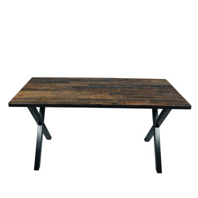 China Customized Veneered Rustic Old Elm Style Desk 30x60 Inch With X Style Table Legs for sale