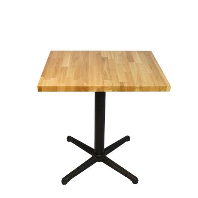 China Customized Solid Oak Wood Butcher Stall Cafe Tea Table With Crisscross Table Base for sale