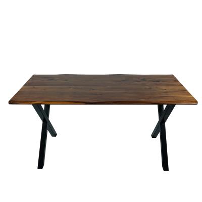 China Traditional Black Walnut Solid Edge Glued Edge Live Tea Table With X Style Table Legs 30x60inch for sale