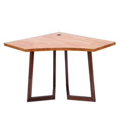 China Simple traditional solid wood butcher block beech desk 91x91cm with V style legs for sale