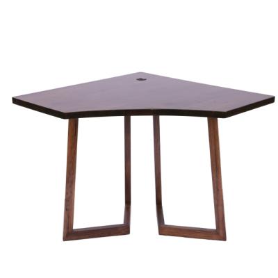 China 100% Solid Wood Solid Beech Wood With Black Walnut Color Simple Desk 91x91cm With V Style Legs for sale