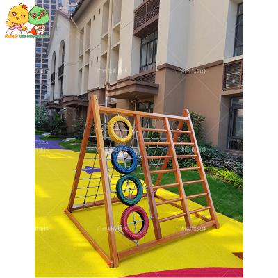 China Amusement Park Kids Wooden Frame Outdoor Kindergarten Children Climbing Game Set for sale