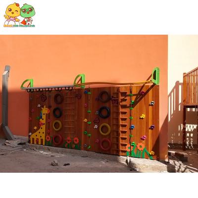 China 3-15 Years Old Cute Cartoon Children's Wooden Climbing Wall Kindergarten Kids Custom Wooden Climbing for sale