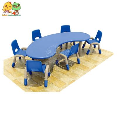 China Modern Eco - Friendly Kindergarten Furniture Plastic Moon Table Kids for sale