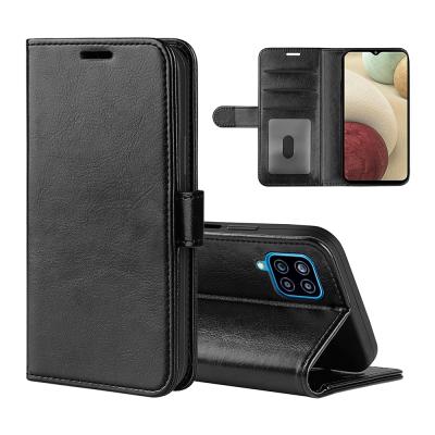 China PU Leather Premium Shockproof Magnetic Shockproof Book Stand Flip Wallet Case Cover With Card Holder For Samsung Galaxy A12 Phone Case for sale