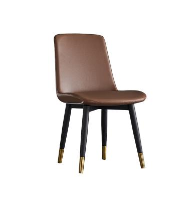 China Contemporary Cheap Fine Quality Brown Leather Comfortable Dining Chair for sale