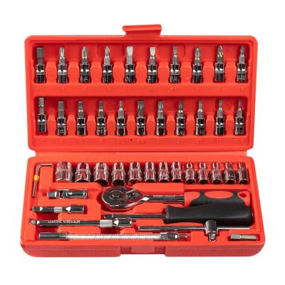 China Universal Car Auto Repair Tool 46pcs 1/4-Inch Socket Set Automotive Service Set for sale