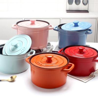 China Sustainable Porcelain Glazed Cookware Sets Retro Design Ceramic Cooking Pot for sale