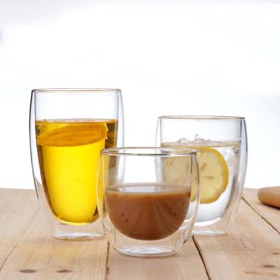 China 2022 250ML/350ML/550ML Juice Cup Borosilicate Glass Coffee Mug Double Wall Cup Stocked Glass Beer Glass for sale