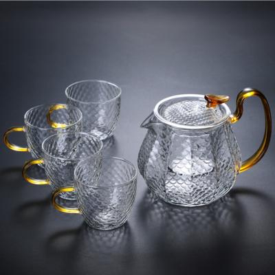 China The Viable Heat Resistant Chinese Kung Fu Teapot Set 5 Pieces of Teapot and Glass Tea Cups Set for sale