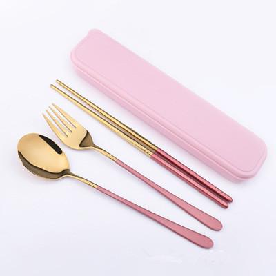 China Sustainable Home Travel Portable Reusable Dinnerware Stainless Steel Cutlery Set With Rack Customized for sale