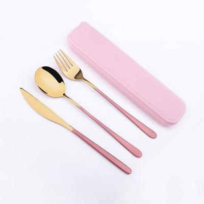 China Sustainable Outdoor Camping Travel Restaurant Flatware Portable Stainless Steel Cutlery Set With Box for sale