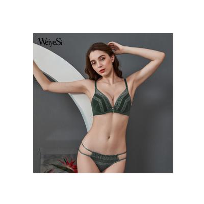 China Women's Underwear Embroidery Women's Adjust-Cup Pump Straps Hand Shape Fat Thin Material Private Label Plus Size Bra Set Full Cup Bra Set for sale