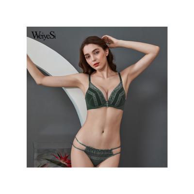 China Wholesale Thin Hand Shape Cup Pump Adjust-Straps Embroidery Material Lift Up Sexy Breathable Comfortable Adjustable Two Piece Bra Set for sale