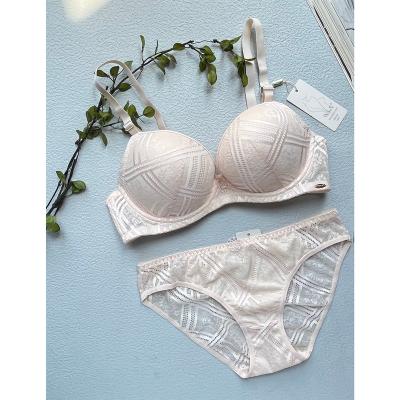 China 2022 High Quality Ladies Traceless Lace Antibacterial Sexy Bras And Brief Sets 36D 38 40 42 44D Plus Size Pump Bra Sets for sale