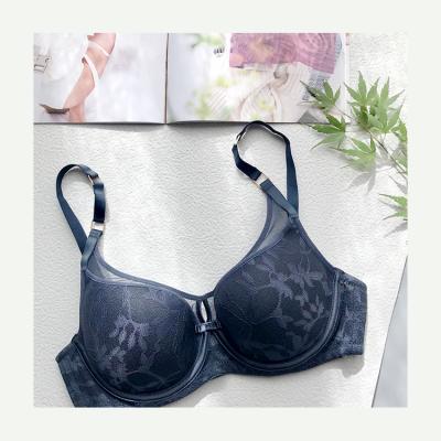 China Weiyesi QUICK DRY 2022 Big Girls Minimizer Ultra Thin Soft Quick Dry Bra 34 Spacer - 40c Size Full Cup Floral Pattern Lace Women Bras for sale