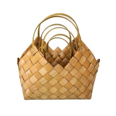 China Home Cheap Handmade Oval Wood Basket Suppliers Oval Wooden Weave Storage Storage Packing Basket Wicker Set for sale