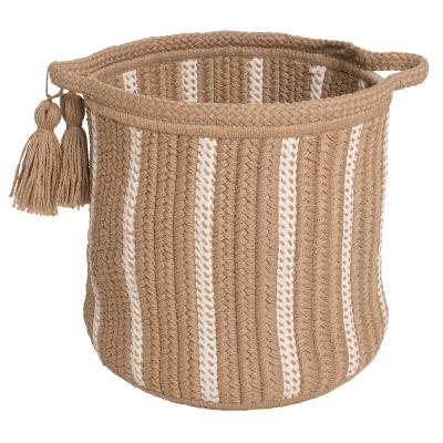 China High Quality Woven Basket Folding Storage Bohemian Style Round Rope Cloth Storage Basket Wholesale for sale