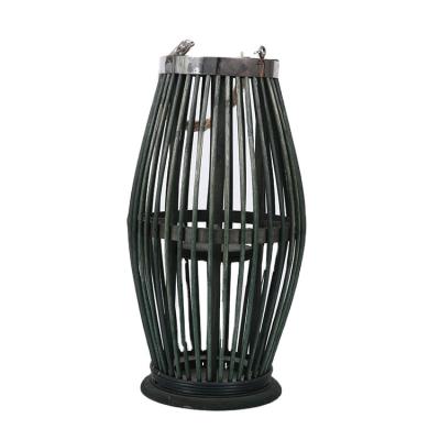 China Handmade Hanging Wooden Decorative Rattan Home Garden Decoration Candle Lanterns for sale