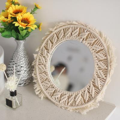 China CLASSIC Craft Decor Hanging Handmade Cotton Rope Wall Mental Sight Mirrors for sale