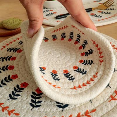 China Sustainable Cotton Dining Mat For Dining Table Recycled Table Mat Sets for sale