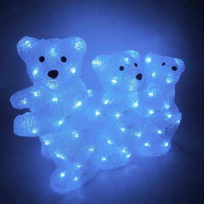 China 3 Small Bears LED Lights Acrylic Acrylic Holiday Outdoor Decoration Lights Cute Animal Pattern White Light 64L for sale