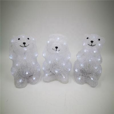 China H22cm 20LED White Bear Acrylic Decorative Light 3pcs/set Cute Animal Pattern Night Decorative Light With Built-in Battery Box for sale