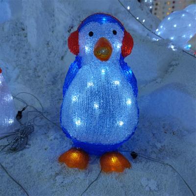 China 2021 Acrylic Penguin Christmas Decoration Penguin LED Lights 25*25*40CM for sale