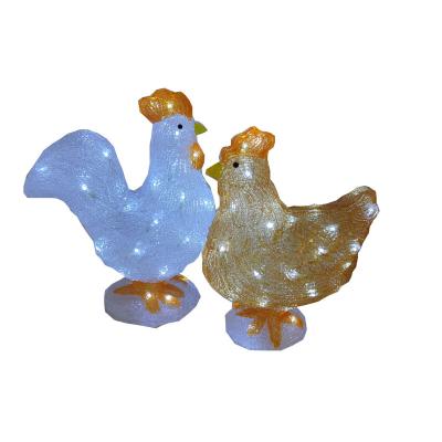 China 3D Animal Sample Lights Chicken Theme Lights Control Holiday Lighting Decoration Acrylic Rooster 40LED Hen for sale