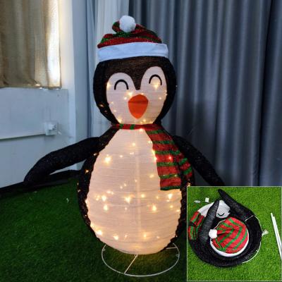 China Iron+cloth Customized By Our Own Factory Iron Folding Penguin LED Lights Animal Christmas Theme Decoration for sale