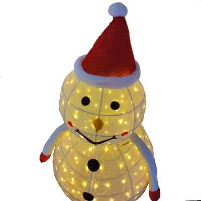 China Iron frame+grid cloth+LED merry and snowman Christmas pattern decoration outdoor light 60*60*120cm for sale