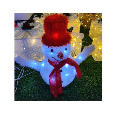 China Popular 3D Christmas Decorations LED Lights Detachable 3D Iron Frame Snowman Model Lights 48*23*41CM for sale