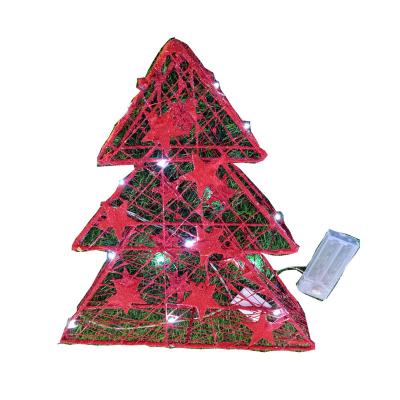 China Outdoor Decorative 3D Christmas Tree Iron Frame LED Light Red Christmas h30cm IP44 for sale